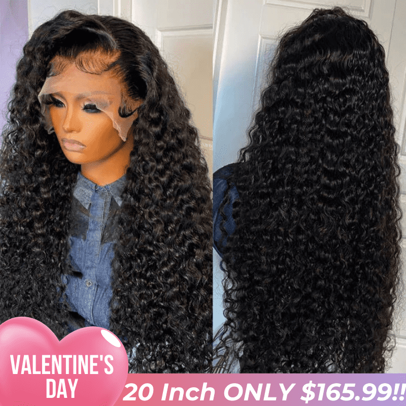 Valentine's Special Sale Black Curly Hair 13x4 HD Lace Front Wig 100% Virgin Human Hair Wigs Pre Plucked Hairline-Geeta Hair