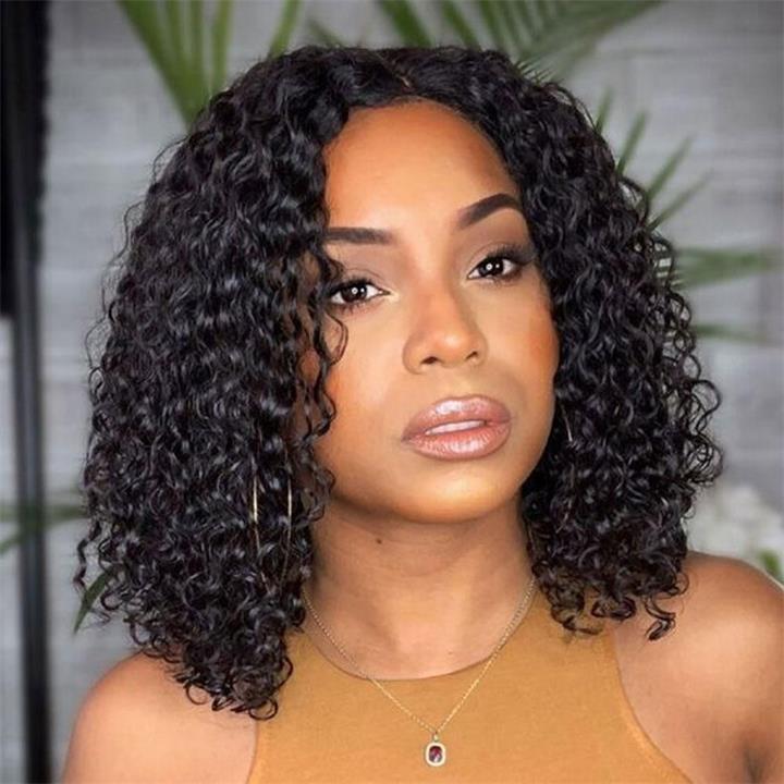 Geetahair Upgrade HD Lace Brazlian Curly Short Bob Wig Pre Plucked Natural Hairline Glueless Human Hair Bob Wigs
