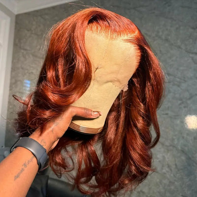 Ginger Orange Body Wave 13x4 Transparent Lace Wig Natural Wave Pre Plucked Human Hair Wigs