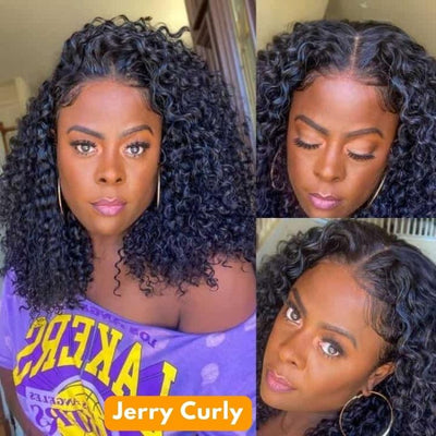 Glueless 13x4/6x4.5 Jerry Curly Pre Cut HD Transaparent Lace Human Hair Wigs With Breathable Cap Air Wig-Geeta Hair