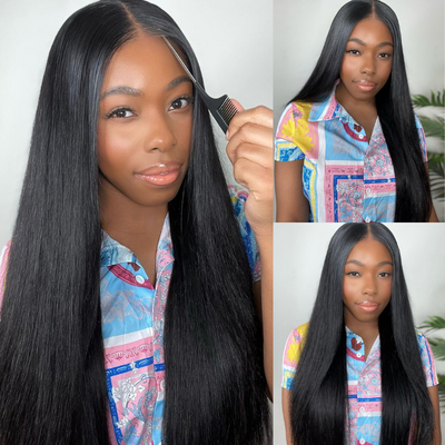 No Code Need: Glueless 13x4/6x4.5 Straight Wear & Go Pre Cut HD Transaparent Lace 100% Virgin Human Hair Wigs-Geeta Hair