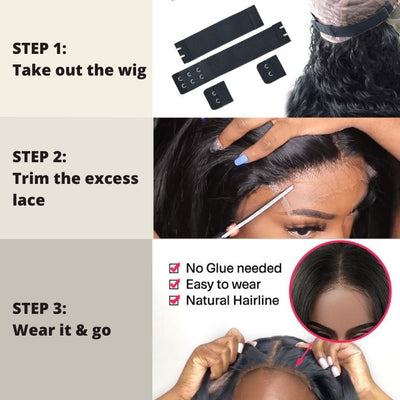 Type 4C Natural Edges Water Wave Free Parting 13x4 Invisible Lace Front Wig With Kinky Baby Hairline-Geeta Hair