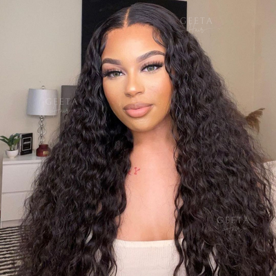 Glueless Water Wave 13x4 HD Lace Front Wig 100% Virgin 5x5 Transparent Lace Human Hair Wig-Geetahair