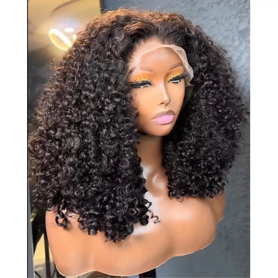 Glueless Wig Curly Human Hair 13x4 Lace Frontal Curly Wave Bob Wig Pre Plucked Natural Hairline