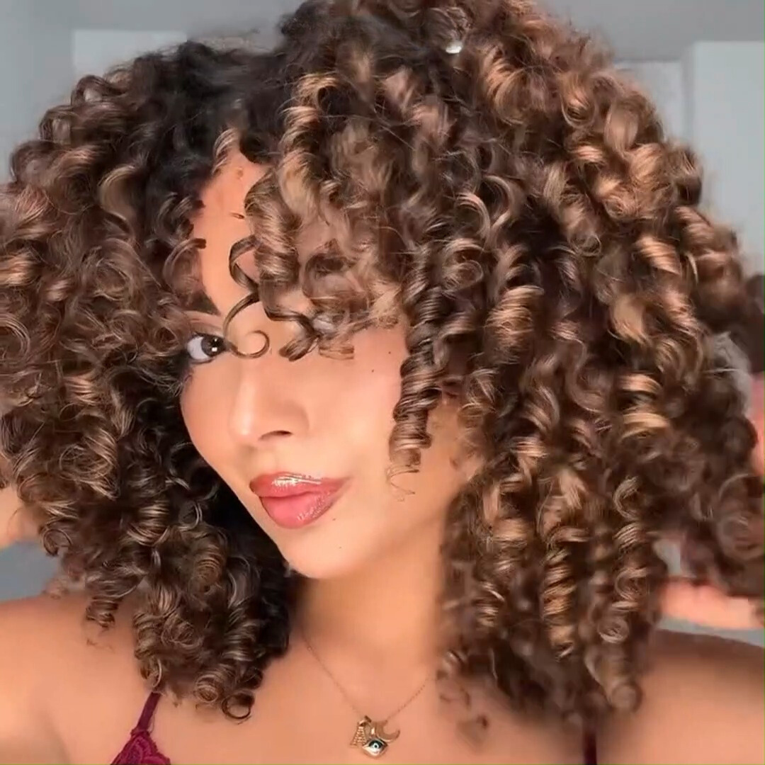 Highlight Fluffy Bouncy Curly Bob Wigs Short Curly 13x4 Lace Front Wig Gluleless Wig Pre Plucked 250% Density No Code Needed