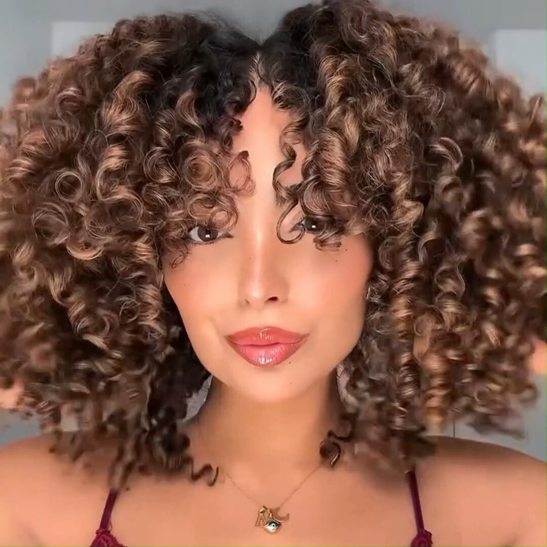 Highlight Fluffy Bouncy Curly Bob Wigs Short Curly 13x4 Lace Front Wig Gluleless Wig Pre Plucked 250% Density No Code Needed