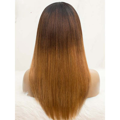 Pre Bleached Knots T1B/4/27 Ombre Straight Layered Cut Lace Front Wigs  Pre-Blucked 180% Density