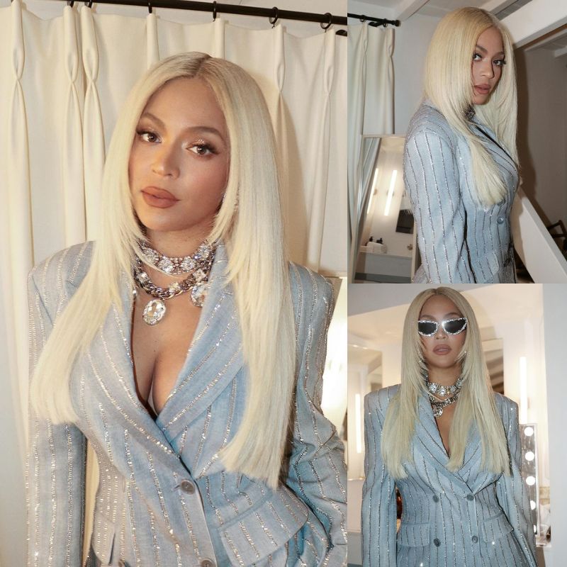 Beyonce Same Layered Cut Wig #4/613 Blonde 13x4 Lace Front Wig For Women Straight Glueless Pre Plucked Hairline