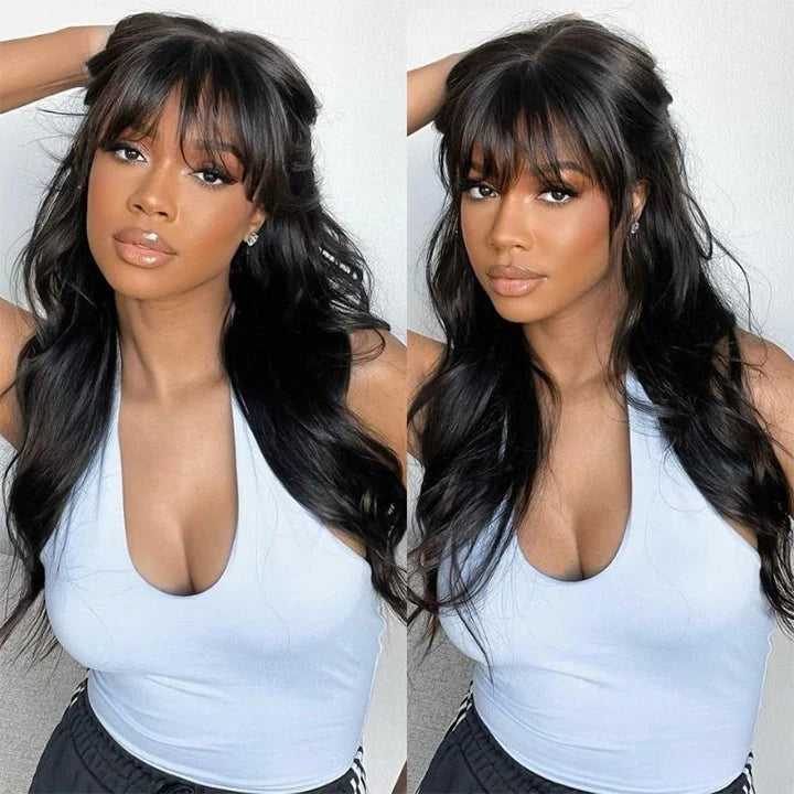 Put On&Go Body Wave Glueless 5x5 HD Lace Wig With bangs Easy to Wear Lace Human Hair Wigs-GeetaHair