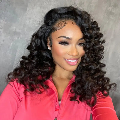 Loose Bouncy Curly Lace Front Wigs 13x4 Short Curly Bob Human Hair Wig Pre Plucked