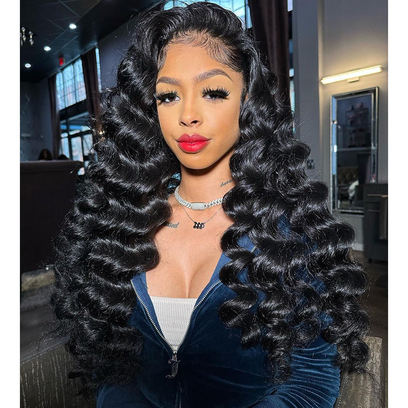 Loose Deep Wave Lace Front Wig Human Hair   13x4 Wand Curly HD Lace Wigs 180% Density