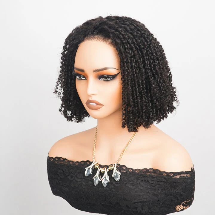 Luxury Designer Series Tight Twisted Curly Short Bob Wigs 13x4 Lace Front Human Hair Wigs