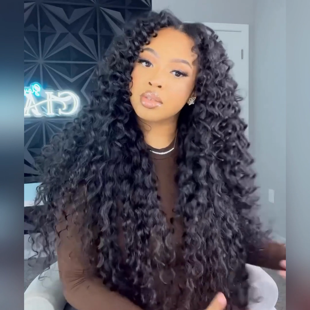 Pre Bleached Curly Wave Wig 13x4 HD Lace Front Wig Pre Plucked Kinky Curly Human Hair Wig