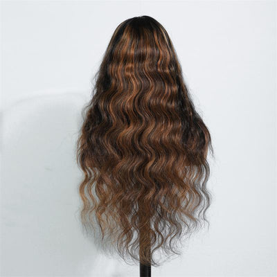 Pre Bleached Knots Highlight Brown Body Wave Wig Ombre 13x4 Lace Front Human Hair Wigs