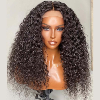 Pre Bleached Knots Short Curly Human Hair Wigs 13x4 HD Glueless Wig Pre Blucked 180% Density