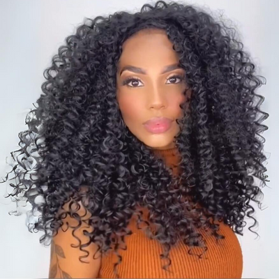 Resilient Kinky Curly Glueless Wig 13X4 Lace Front Wigs Human Hair Pre Plucked 180% Density