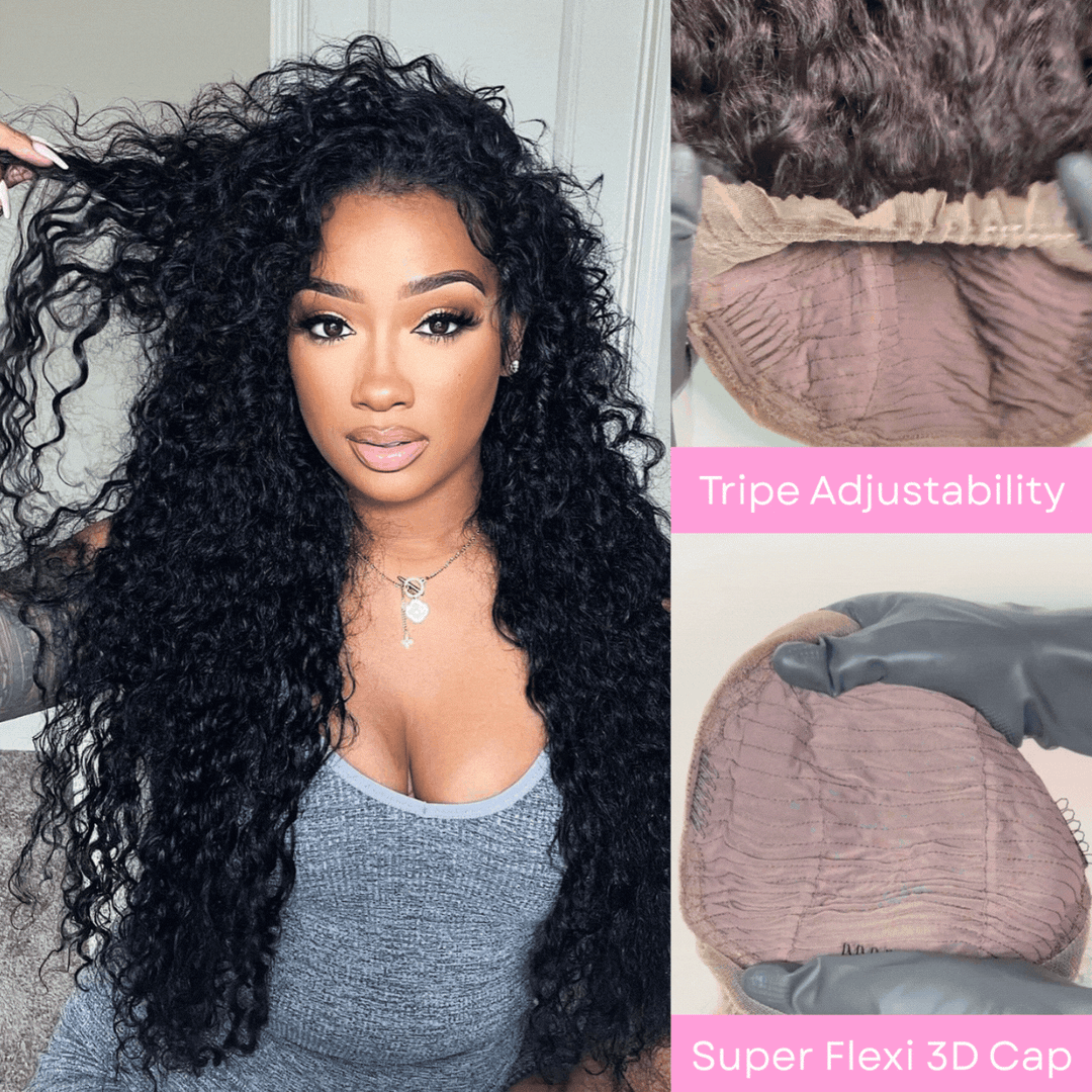 Water Wave Invisi Strap 360 Transparent Lace Front Snug Fit Human