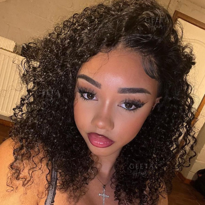 Geetahair Upgrade HD Lace Kinky Curly Bob Wig Black Color Undetectable Clear Lace Human Hair Bob Wigs