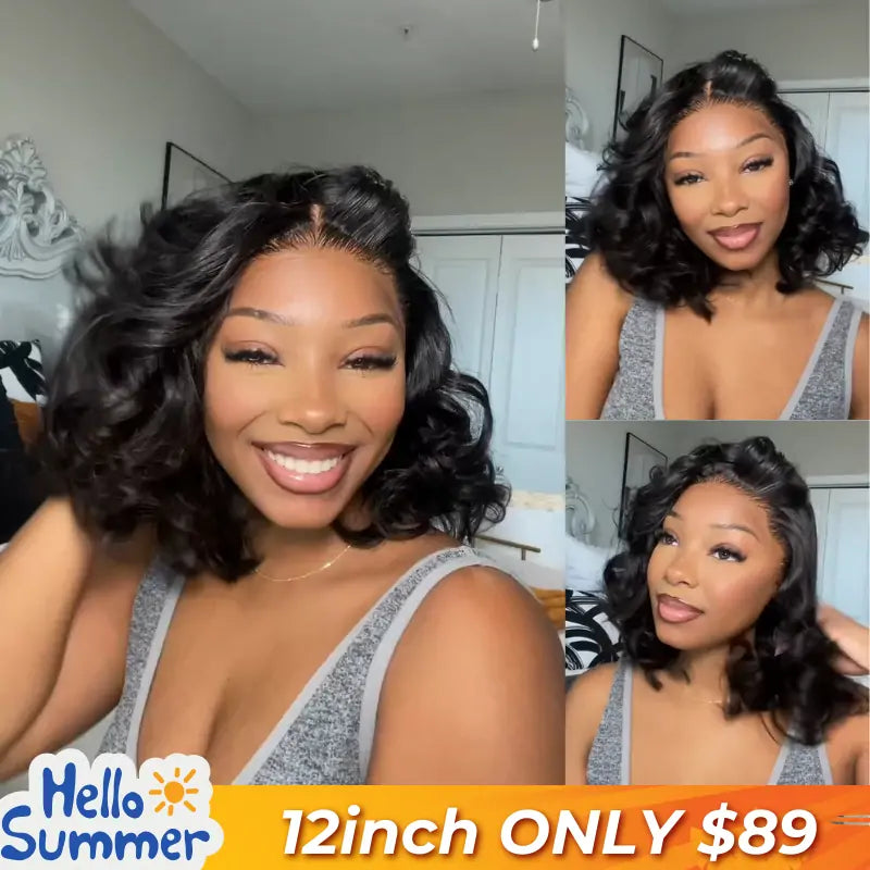 Body Wave Pre Plucked 4x4/13x4 HD Lace Closure Bombshell Curls Human Hair Bob Wigs-Geeta Hair