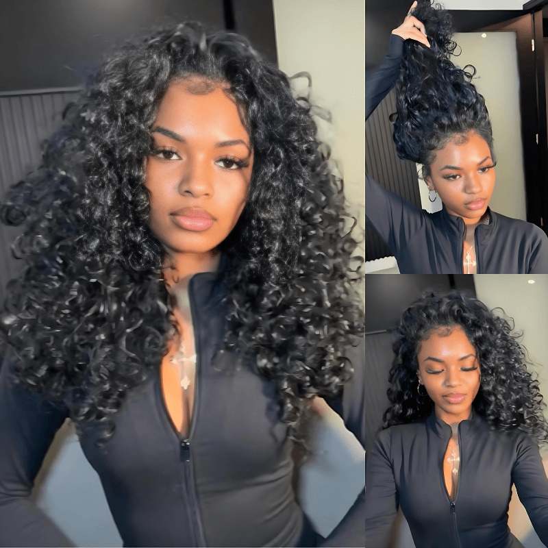 Geeta Hair 250% Density Bouncy Jerry Curly 13x4 Transparent Lace Front Wig Natural 100% Human Hair Wig