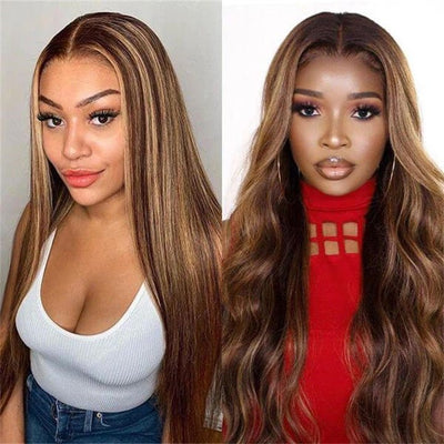 GeetaHair Highlight P4/27 Straight/Body Wave Human Hair 3 Bundles With 4x4 Lace Closure 100% Human Hair Extension Weaves - GeetaHair