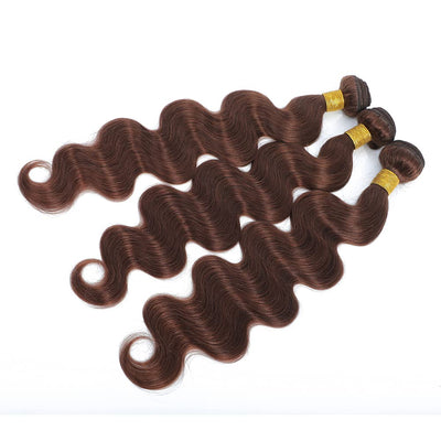 GeetaHair Light Brown Body Wave 3 Bundles With 4x4 Lace Closure Unprocessed 100% Real Human Hair Extensions - GeetaHair