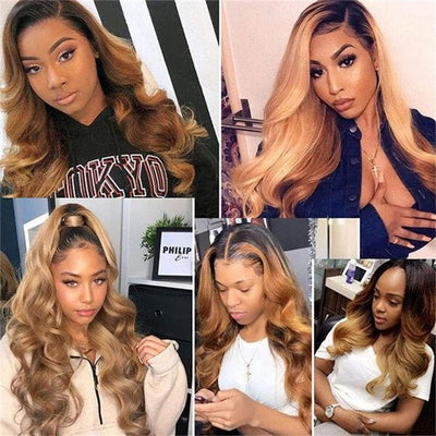 GeetaHair Ombre Blonde Straight/Body Wave 3 Bundles With 4x4 Lace Closure Unprocessed 100% Real Human Hair Extensions - GeetaHair