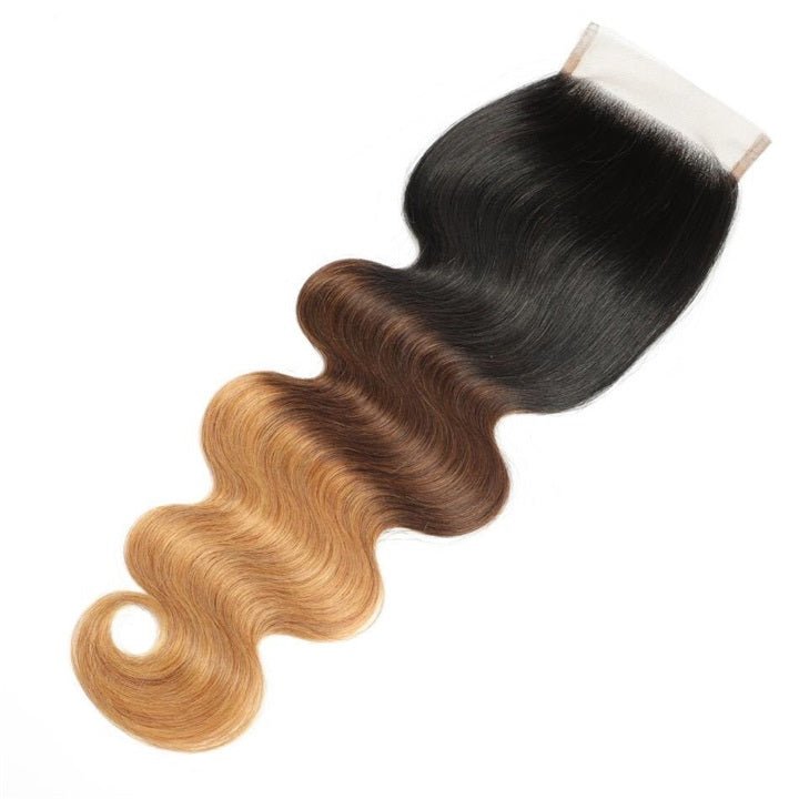 GeetaHair Ombre Blonde Body Wave Human Hair 3 Bundles With 4x4 Lace Closure 100% Human Hair Extension Weaves - GeetaHair