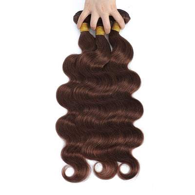 GeetaHair Light Brown Body Wave 3 Bundles With 4x4 Lace Closure Unprocessed 100% Real Human Hair Extensions - GeetaHair