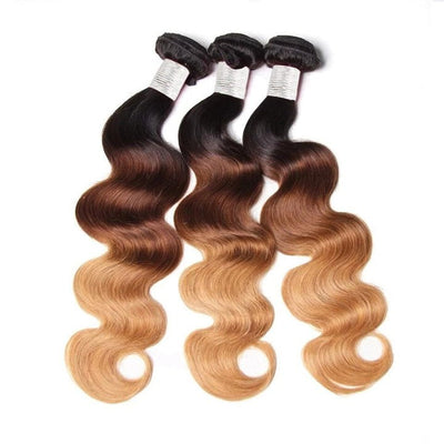 GeetaHair Ombre Blonde Body Wave Human Hair 3 Bundles With 4x4 Lace Closure 100% Human Hair Extension Weaves - GeetaHair