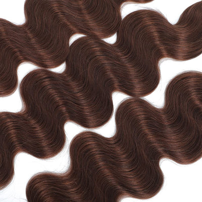 GeetaHair Light Brown Body Wave 3 Bundles With 4x4 Lace Closure Unprocessed 100% Real Human Hair Extensions - GeetaHair