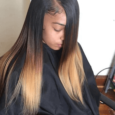 GeetaHair Ombre Blonde Straight Human Hair 3 Bundles With 4x4 Lace Closure 100% Human Hair Extension Weaves - GeetaHair