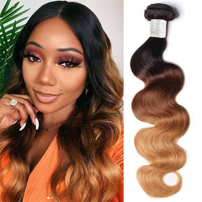 GeetaHair Ombre Blonde Body Wave Human Hair 3 Bundles With 4x4 Lace Closure 100% Human Hair Extension Weaves - GeetaHair