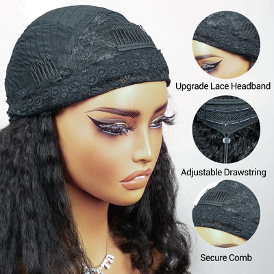 burmese ends kinky straight headband wig cap_detail
