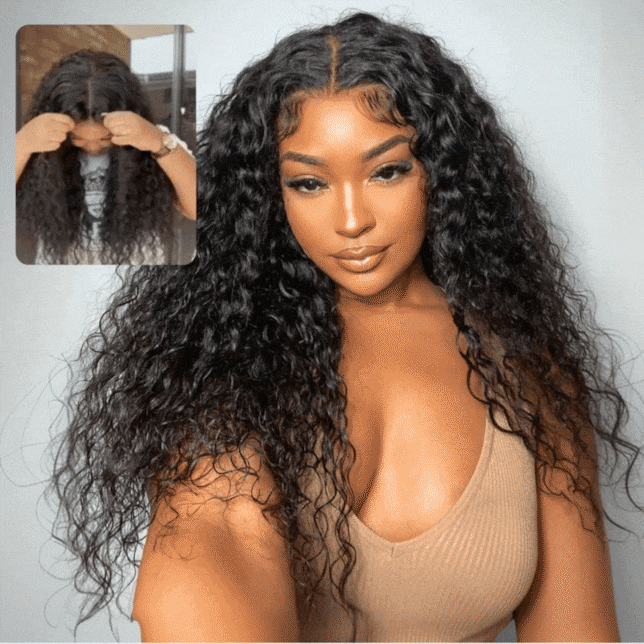 $199=30inch Water Wave 13x4 Lace Front / 6x4  Pre Cut HD Transaparent Lace Glueless Put On And Go Wig Geeta Hair