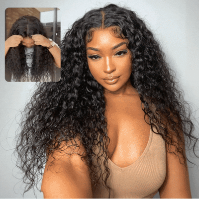 $199=30inch Water Wave 13x4 Lace Front / 6x4  Pre Cut HD Transaparent Lace Glueless Put On And Go Wig Geeta Hair
