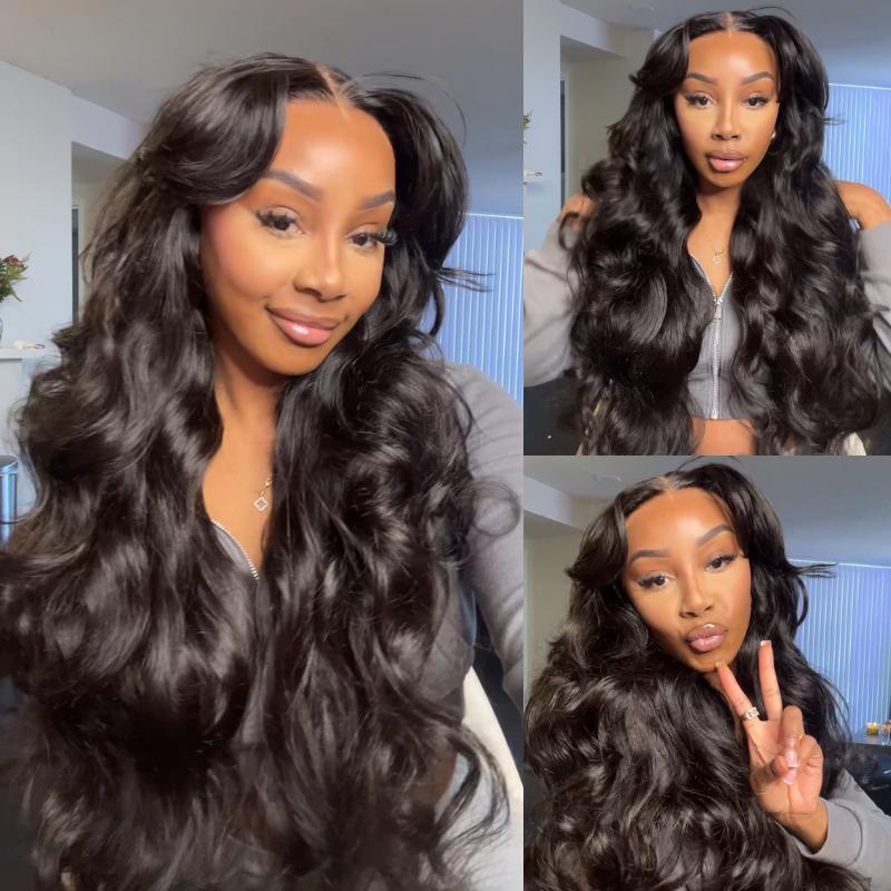 Ocean Wave Wig Pre-Cut HD Lace Ready To Wear Glueless Wig 13x4 Loose Body Wave Lace Front Wigs with Curtain Bangs 180% Density-Geeta Hair