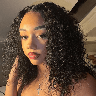 Geetahair Upgrade HD Lace Kinky Curly Bob Wig Black Color Undetectable Clear Lace Human Hair Bob Wigs - GeetaHair