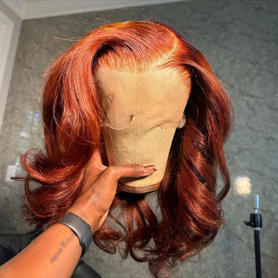 Ginger Orange Body Wave 13x4 Transparent Lace Wig Natural Wave Pre Plucked Human Hair Wigs - GeetaHair