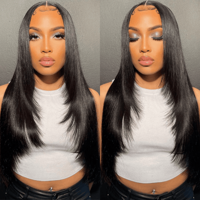 Geetahair Upgrade HD Lace Layered Straight Wig Crystal Clear Lace Human Hair Wigs With Pre Plucked Natural Hairline - GeetaHair