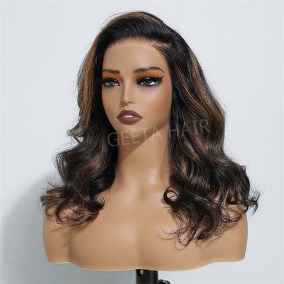 Tax Return Sale Highlight Brown Glueless G1B/30 Color Body Wave 13x4 HD Lace Front Wig Pre Plucked 180% Density - Geeta Hair - GeetaHair
