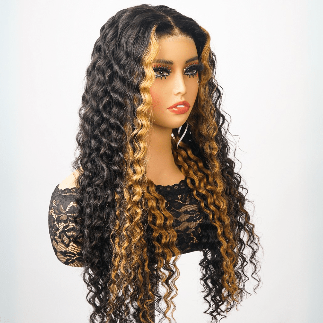 Highlight Blonde Lace Frontal Wigs Loose Wave 13x4 Lace Front Human Hair Wig Pre Plucked 250% Density - GeetaHair
