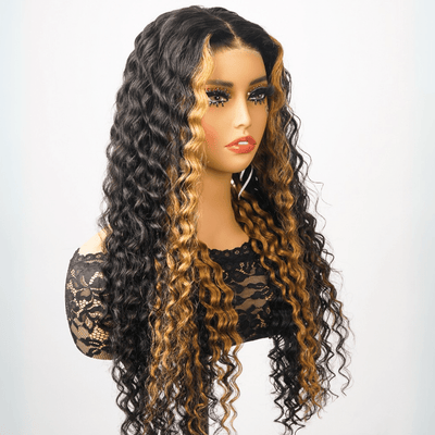 Highlight Blonde Lace Frontal Wigs Loose Wave 13x4 Lace Front Human Hair Wig Pre Plucked 250% Density - GeetaHair