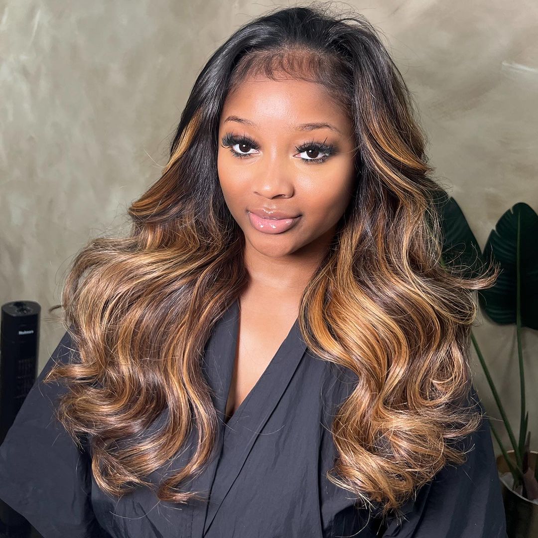 Honey Blonde Highlights Glueless Wigs 13x4 Body Wave Lace Front Human Hair Wigs Brown Blonde Glueless Wig For Black Women - GeetaHair