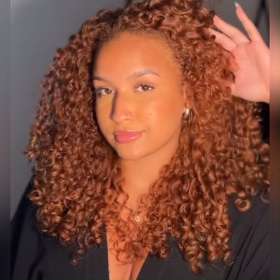 Natural Color/Brown Ginger Glueless Wigs 13x4 Lace Front Wigs Human Hair Ombre Curly HD Transparent Lace Frontal Wigs for Women - GeetaHair