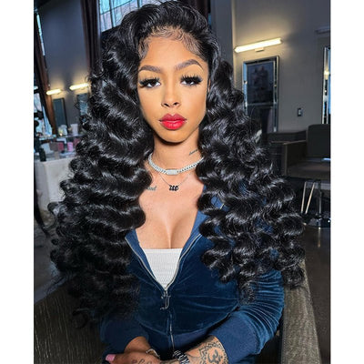 Loose Deep Wave Lace Front Wig Human Hair 13x4 Wand Curly HD Lace Wigs 180% Density - GeetaHair