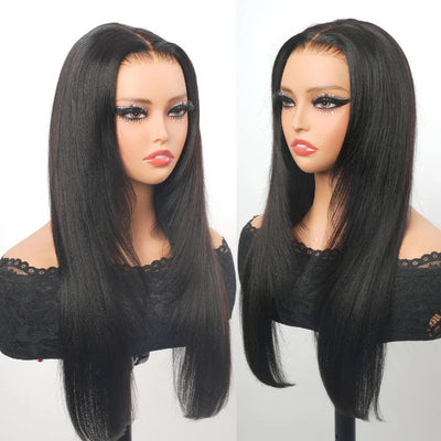 13x4 HD Straight Layered Wig Pre Plucked Natural Hairline Human Hair Wigs Yaki Straight with Layers Lace Front Wig - GeetaHair