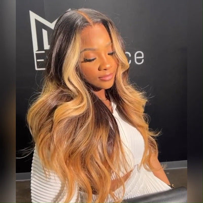 Body Wave Wig T1B/27 Ombre Blonde 13x4 Lace Front Wig Colorful Human Hair Wigs 250% Density - GeetaHair