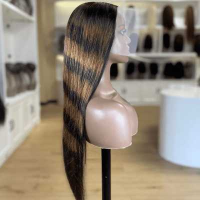 Highlight Twill Zebra Brown Long Straight Hair Glueless 4x4/13x4 HD Lace Front Human Hair Wigs - Geeta Hair - GeetaHair
