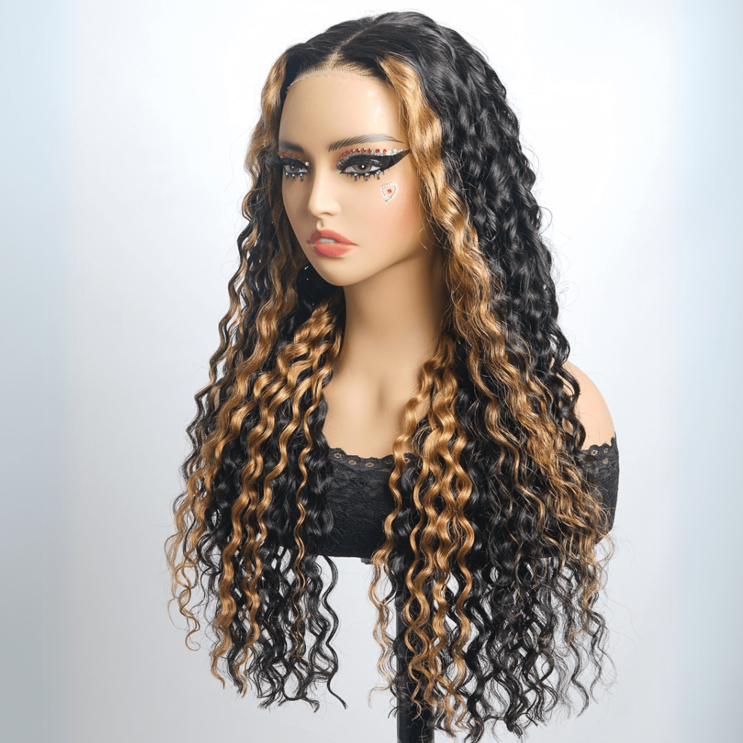 Highlight Blonde Lace Frontal Wigs Loose Wave 13x4 Lace Front Human Hair Wig Pre Plucked 250% Density - GeetaHair